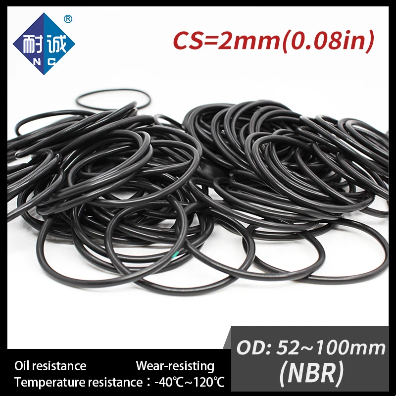 5 шт./лот резиновый черный NBR CS2mm OD52/54/55/56/60/62/65/70/75/80/85/90/92/95/100 мм уплотнительное