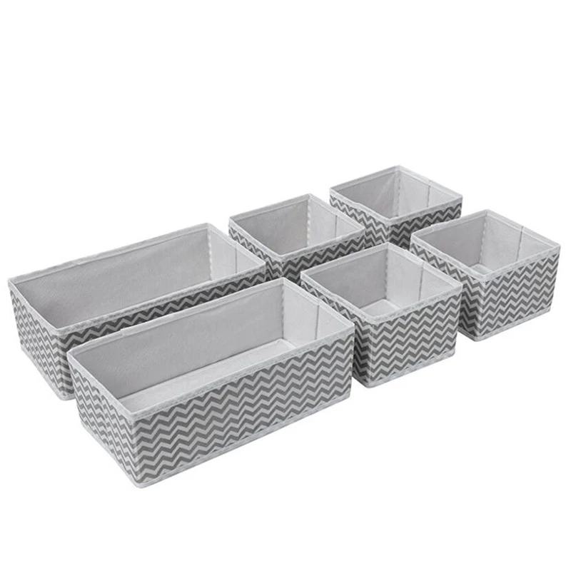 

6 PCS Foldable and Eco-Friendly Storage Boxes Underwear Divider Closet Organizer Interior for Ties Socks Shorts Bra