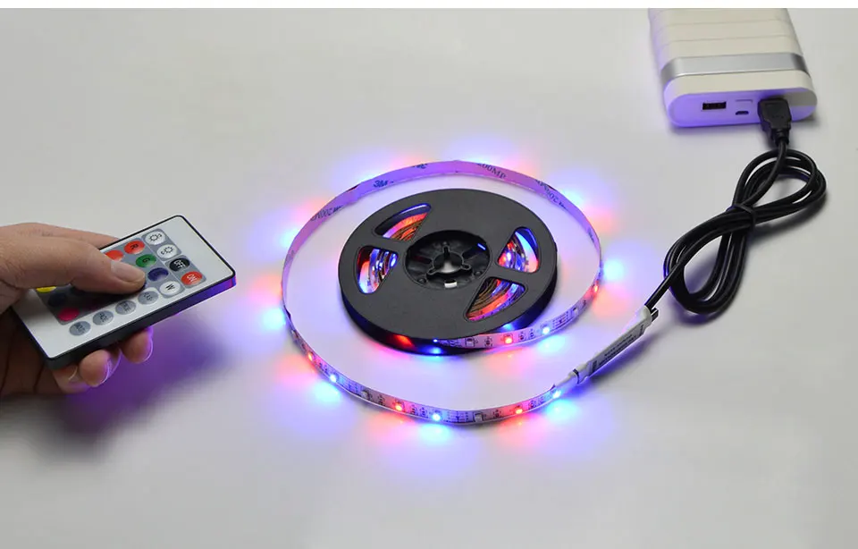 С источником питания от USB 5 В, Светодиодные ленты RGB ТВ подсветка неоновая лампа 50 см 1 м 2 м 3 м 4 м 5 м лампа лента с блок с пультом дистанционного управления для Светодиодный Диодная лента освещения