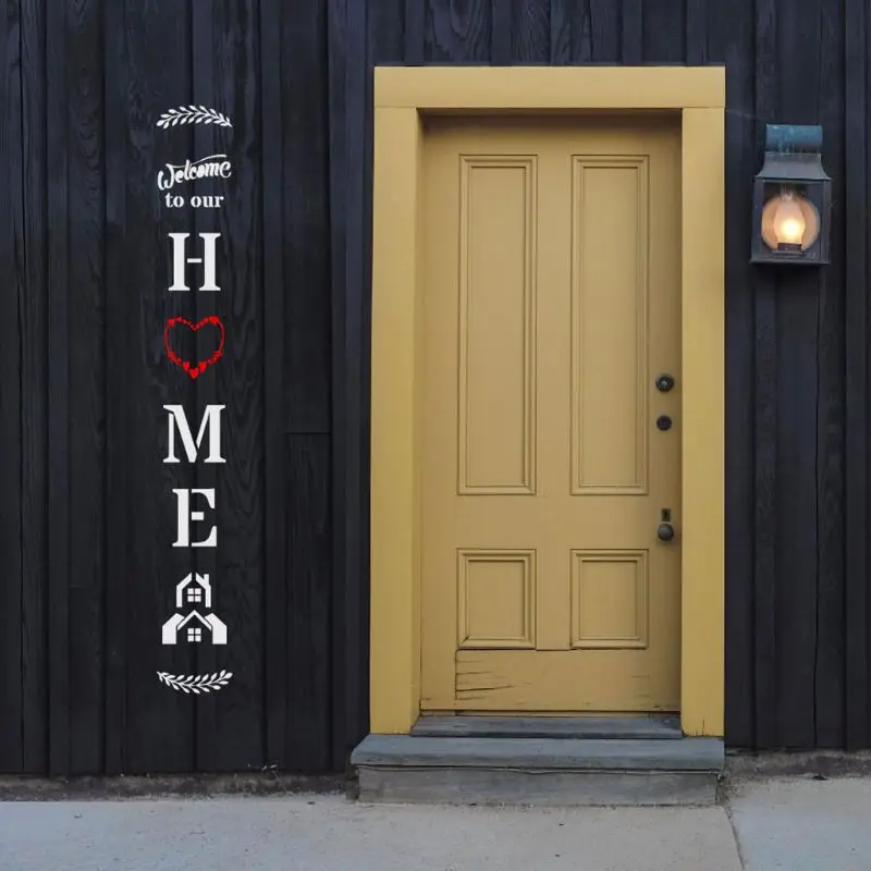 

"WELCOM.E TO OUR HOME" Reusable PET Chalk Stencil Cut Painting Template Floor Wall Tile Furniture Painting Stencils Mandala