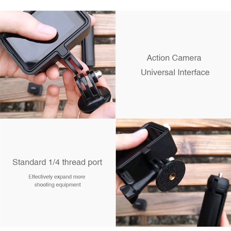 

1Set Microphone Audio Adapter Aluminum Protective Frame Tripod for OS-MO Action