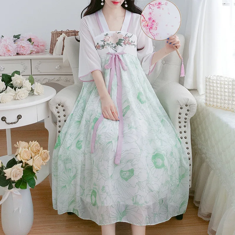 Новинка 2020 модное женское платье платья ханьфу в китайском стиле с вышивкой