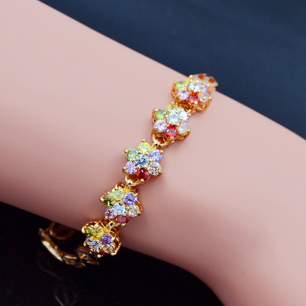 Модный женский браслет из кубического циркония с маленькими милыми цветами