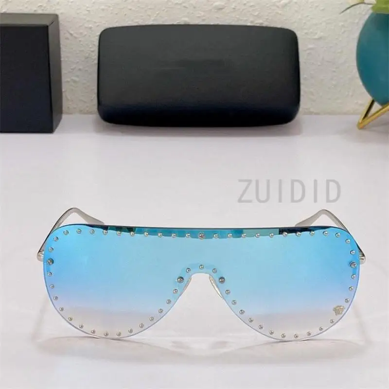 

One Piece Big Square Frame Metal Decorative Mirrored Rimless Chrome Sunglasses Steampunk Women Men Unisex Pilot Shape 2021 New