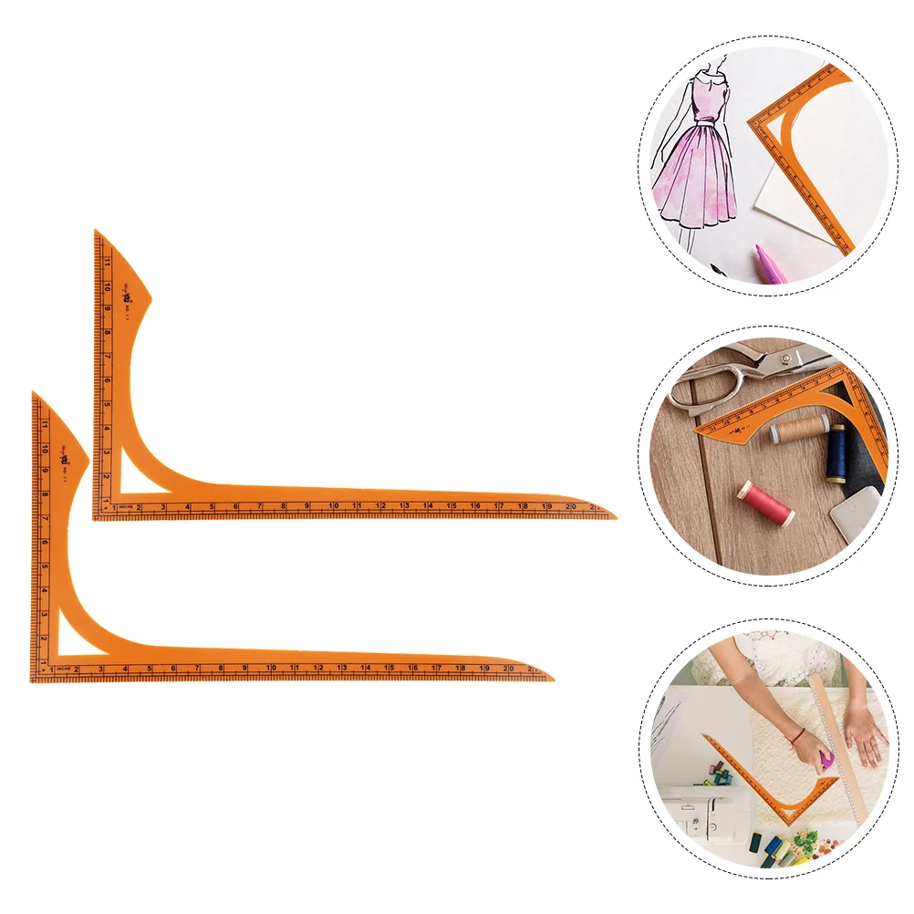 

2Pcs Shape Sewing Ruler Measuring Layout Tool Handworking Ruler