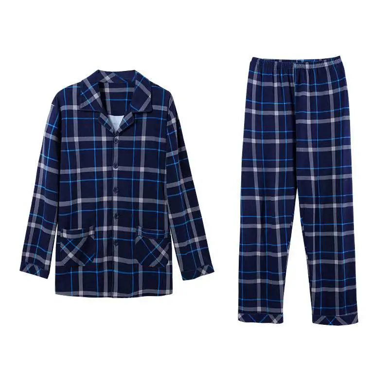 Autumn Winter Cotton Couples Pajamas Sets Women and Men Plaid Casual Home Clothes Beadroom Sleepwear Two Piece Plus Size