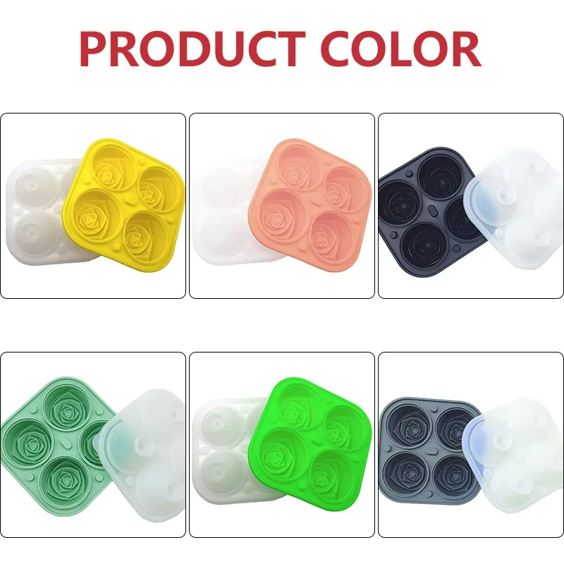 

Rose 3D Flower Silicone Mold Cocktails Whiskey Ice Cube Mold with Lid Chocolate Aromatherapy Candle Soap Mould DIY Handmade Gift