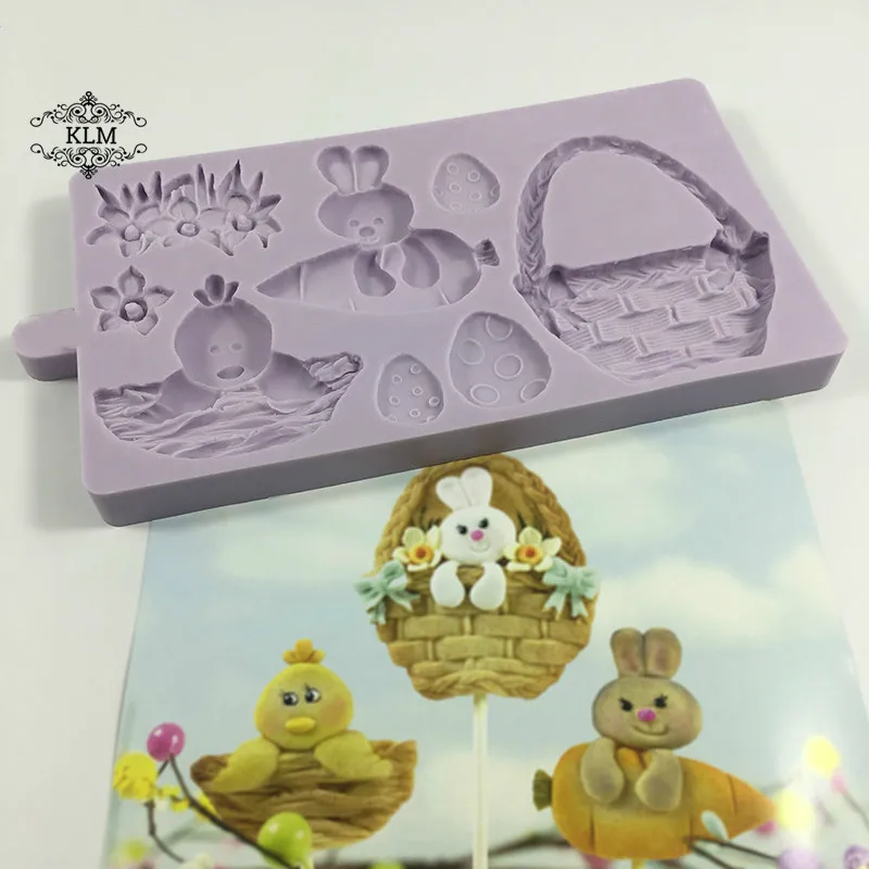 KLM Новая Корзина в форме кролика силиконовая форма глина инструмент для