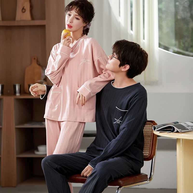 Пижама женская хлопковая с длинным рукавом для осени и зимы | Мужская одежда