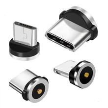 Adaptador de Cable magnético para teléfono móvil, Cable Micro USB tipo C, tapones antipolvo, puntas magnéticas para Iphone, Conector de cargador magnético