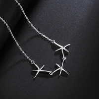 925 stamp three starfish pendants and necklaces for women 18inch chain wedding fashion jewelry 2021 christmas gift