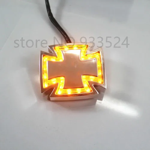 Мотоцикл хромированный крест светодиодный задний стоп сигнал 12В Янтарный Для