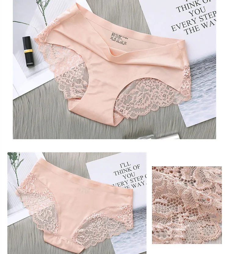 

Hollow Out Panties Women Mid-Rise Sexy Lace Lingerie Underwear Female Seamless Silk Briefs Intimates