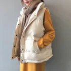 Осенне-зимний женский пуховик, новый стиль 2021, свободный хлопковый жилет с воротником, без рукавов, закрытый жилет на пуговицах