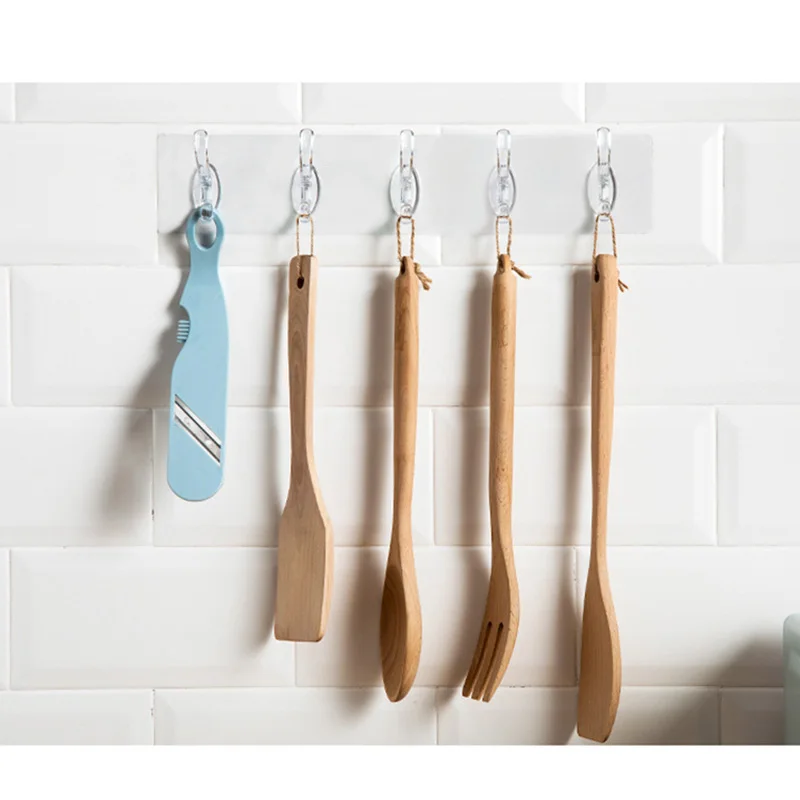 

Transparent Waterproof Home Plastic Hook Shelf Sticker for Kitchen Bathroom Strong Sticking Wall Hooks For Hanging Storage Rack