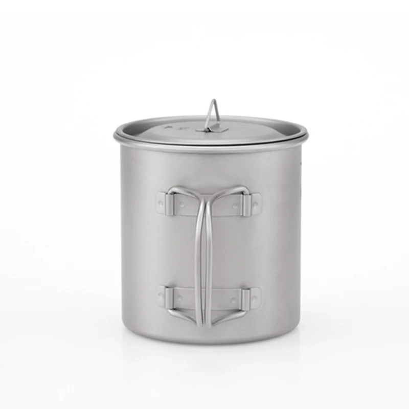 

Keith Titanium Cup Outdoor Camping Hiking Travel Sport Drinkware Single Wall Mug With Folding Handles Titanium Lid 550ml Ti3206
