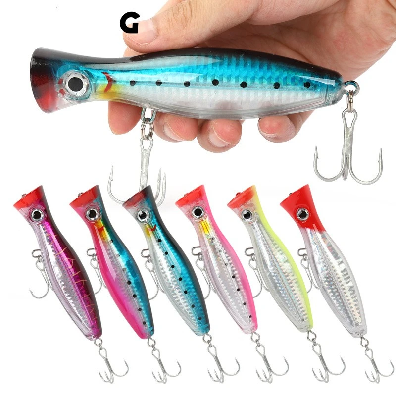 

Mavllos Popper Fishing Lure 43g 120mm High Carbon Treble Hooks 3D Simulation Eyes Floating Wobbler Artificial Baits Lure
