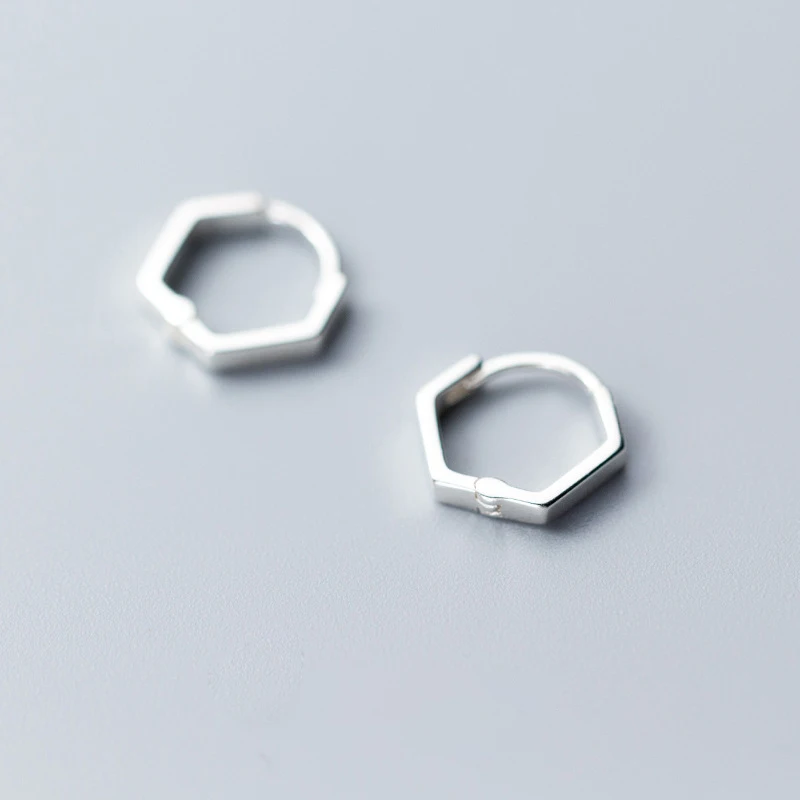 

La Monada Geometry Hexagon Minimalist Woman Hoop Earrings Silver 925 Fine Jewelry 925 Sterling Silver Earrings For Women Hoops