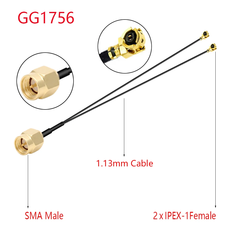 1PC SMA Female to Dual MHF4 IPEX1/4 IPX U.fl Y Type Splitter Combiner RF1.13 0.81 Pigtail RF Coax Extension Jumper - купить по