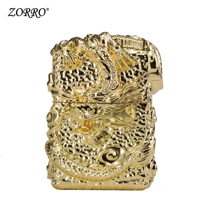Golden Zorro керосиновая Зажигалка Windbreak Armor Divine Dragon индивидуальная нестандартная зажигалка подарок на день рождения для мужчин, чтобы отправить мальчиков - Цвет: Golden