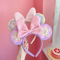 mickey minnie mouse ears headband red bowknot girl bowknot hair hoop disney land birthday party decoration gift pretend toy