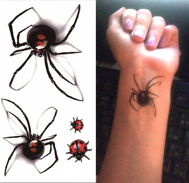 

Waterproof Temporary Tattoo Sticker spider Halloween Fake Tatto Flash Tatoo Tatouage Wrist Foot Hand For Girl Women Men