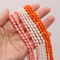 natural coral beaded straight hole water drop shape beads for women jewelry making diy necklace bracelet accessories 4x6mm