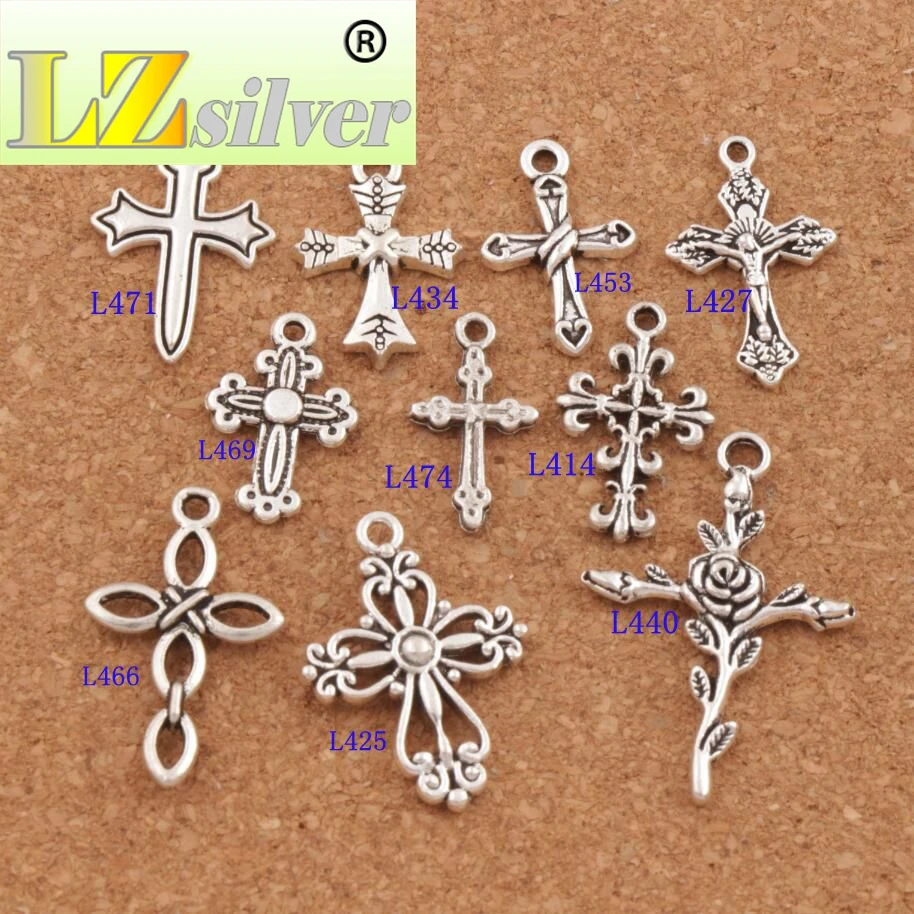 10styles Flower Cross Clasp European Lobster Trigger Clip On Charm Beads 100PCS Zinc Alloy Findings CM28
