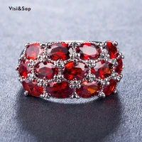visisap vintage exaggerated red zircon rings for women anniversary party gifts fashion ring jewelry manufacture b944