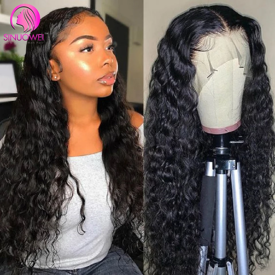 

Water Wave 13X1 T Part Lace Human Hair Wigs Brazilian 150% Density T Lace Remy Human Hair Wig 28 Inch Long Wig For Black Women