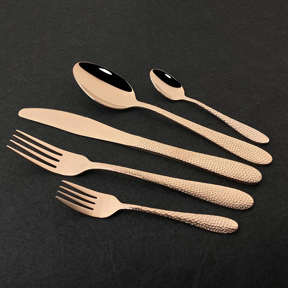 

40Pcs/8Set Rose Gold Cutlery Set tainless Steel Dinnerware Set Knives Forks Tea Spoons Dinner Set Kitchen Tableware Silverware