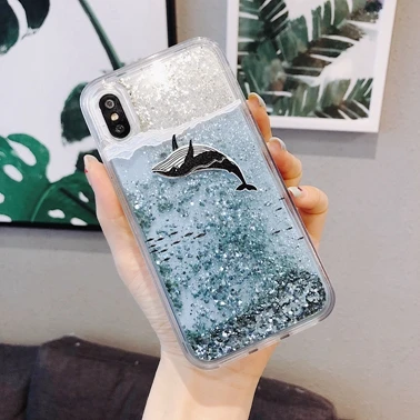 Динамичными плавающими жидкими чехол для телефона для samsung Galaxy S7 S8 S9 Plus note 8 9 J3 J5 J7 A3 A5 A8 A6 плюс A7 чехол - Цвет: Whale Fish