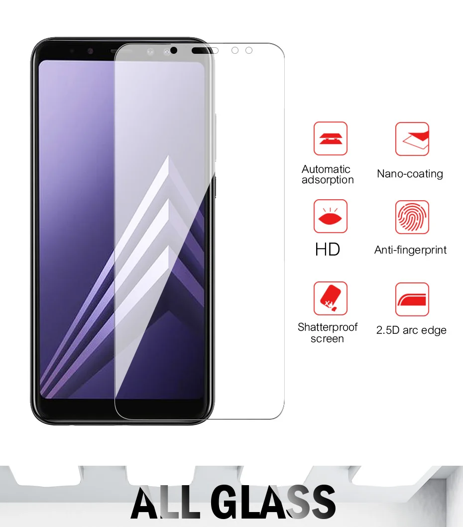 3 шт полное покрытие Защитное стекло для samsung Galaxy A5 A8 A7 закаленное стекло для samsung A6 A9 J4 J6 PLus защита экрана