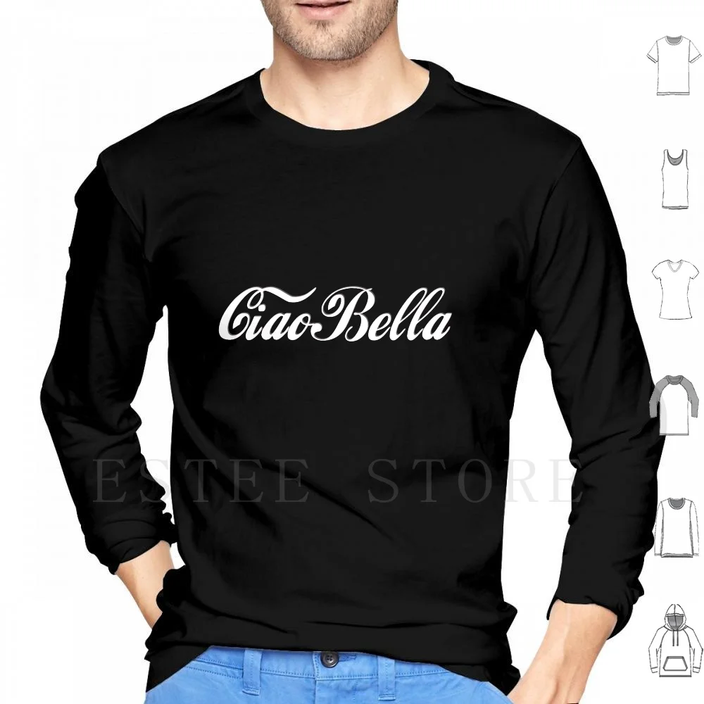 

Привет Белла! Толстовка с длинным рукавом, Красивая Женская толстовка с надписью «Hello Bella Cola», «Кока-Кока», «напитки» красного цвета, Италия, ...