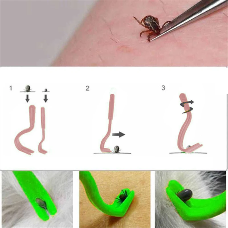 

2PCS Pets Tick Removal Tool Dual Teeth Tick Twister Cats Dogs Cleaning Supplies Mites Twist Hook Remover Hook Pet Supplies