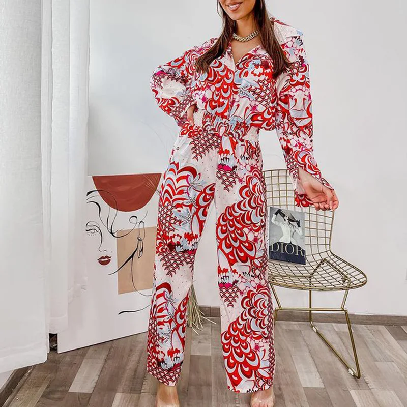 

Malina Casual Loose Printed Jumpsuits Women Fashion Wide Leg Jumpsuit Women Elegant Spring Full Length Jumpsuit Female Ladies