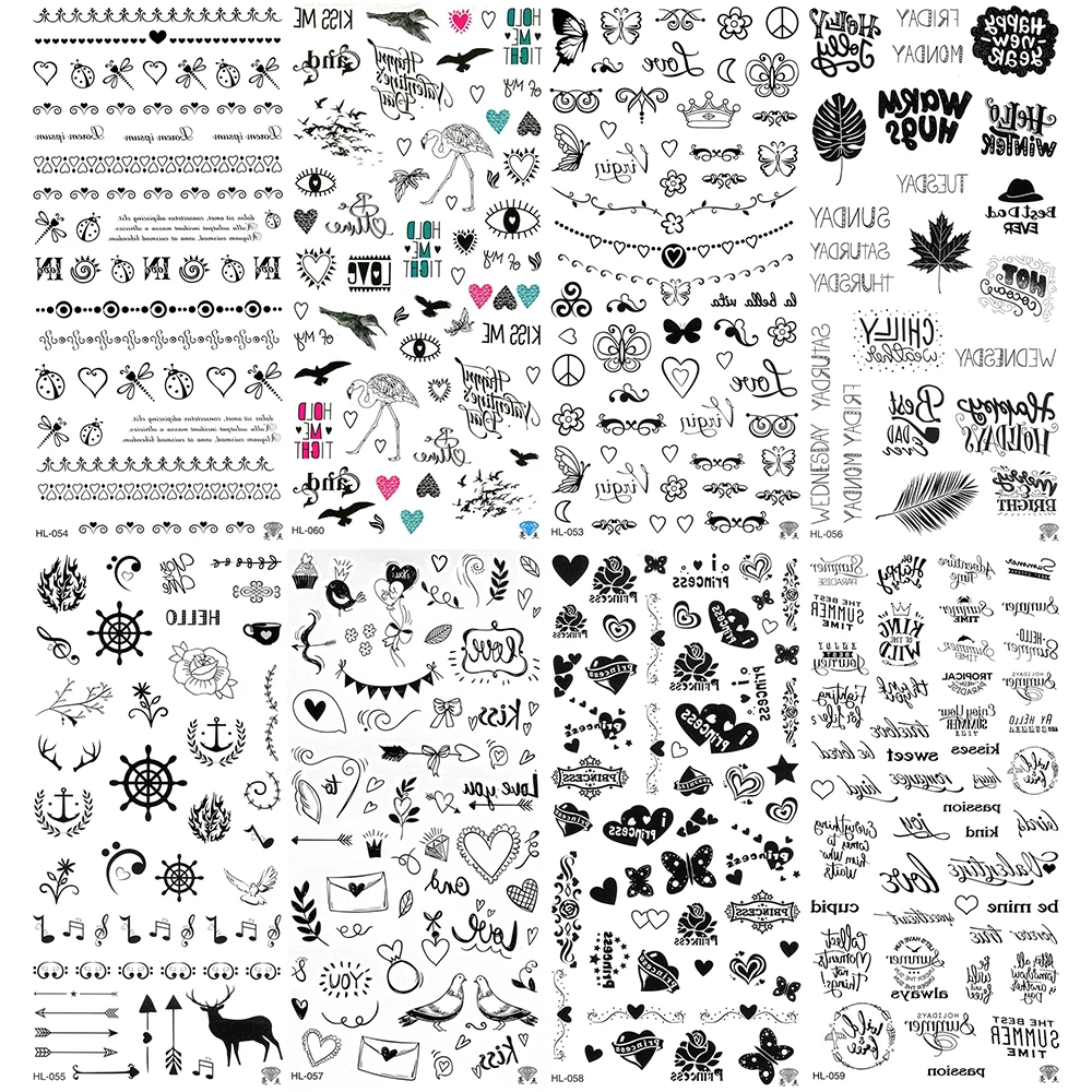 5 шт./лот крановые тату цветок наклейка для девочек звезда рука Бабочка дети