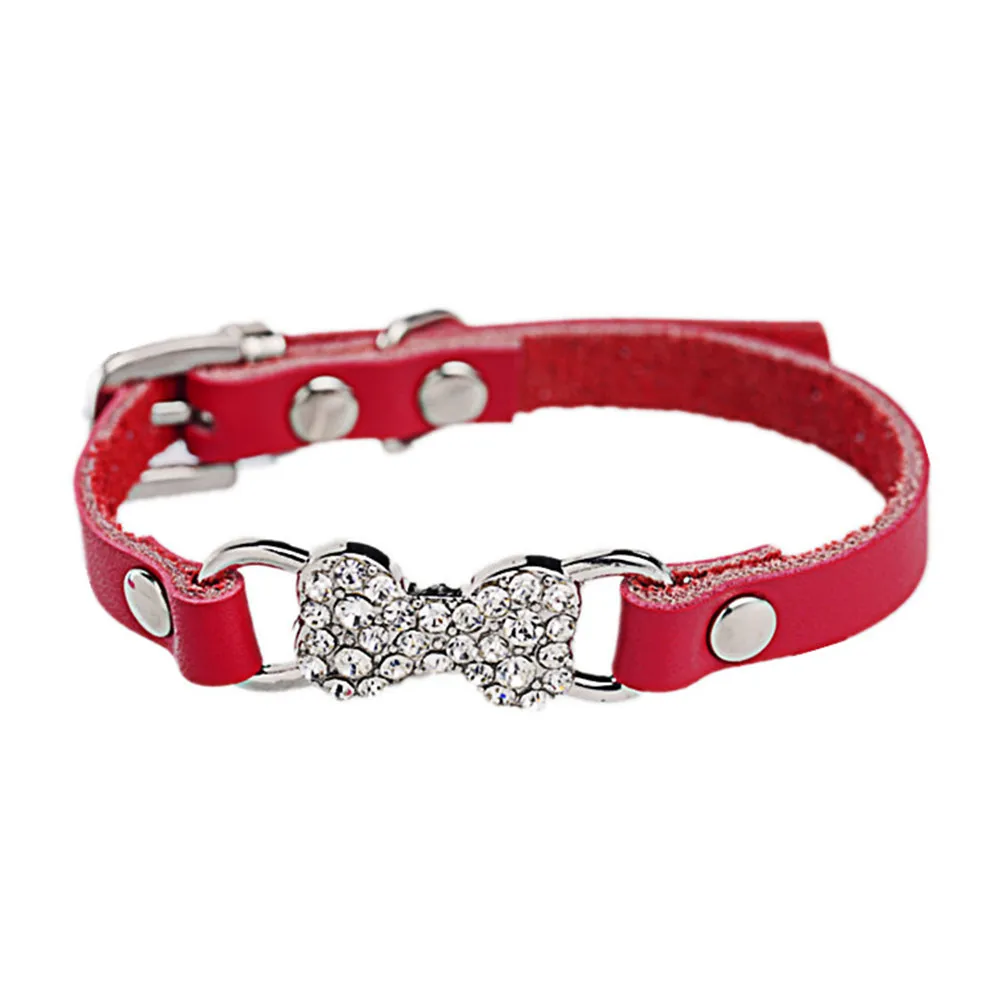 Ошейник для собак ошейник кожаный с блестящими кристаллами и сердечками