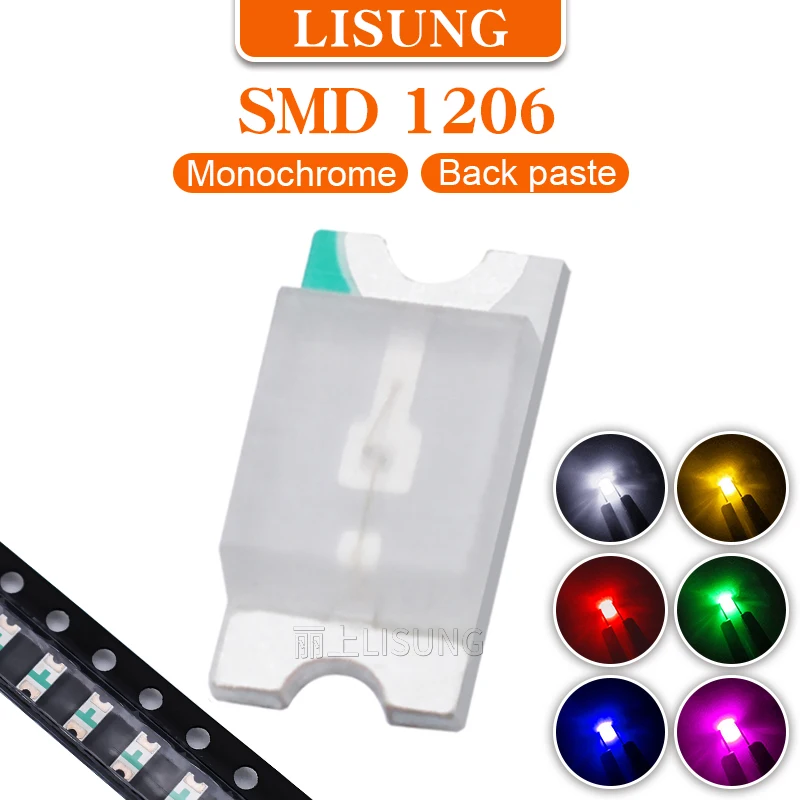 

1000pcs/bag 3v 2v Smd 1206 Led Smt Reverse Package Red Yellow Green Warm White Blue Light Emitting Diode Led Light Diode Set