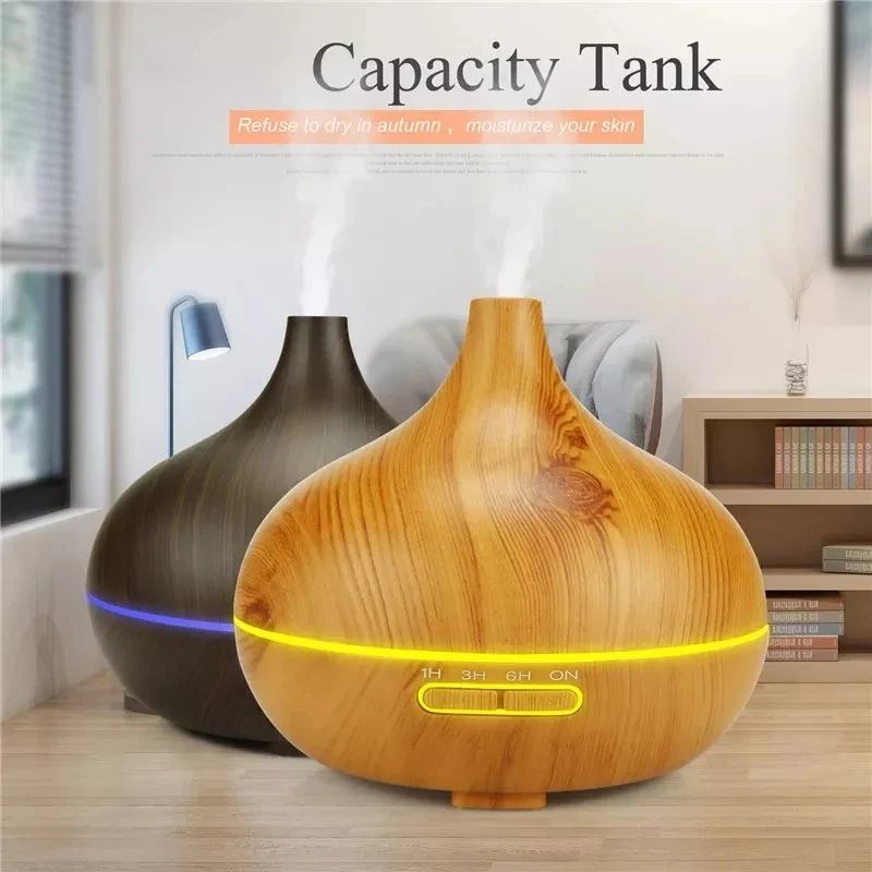 

Wood Air Humidifier Aroma Essential Oil Aromatherap Diffuser for Home Remote Control 7 Color Light Electric Cool Mini Mist Maker