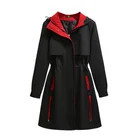 Российские размеры 54 56 58 62 66 Женская ветровка, куртка осень зима узкий длинный плащ пальто женские черные пальто с капюшоном ветровка