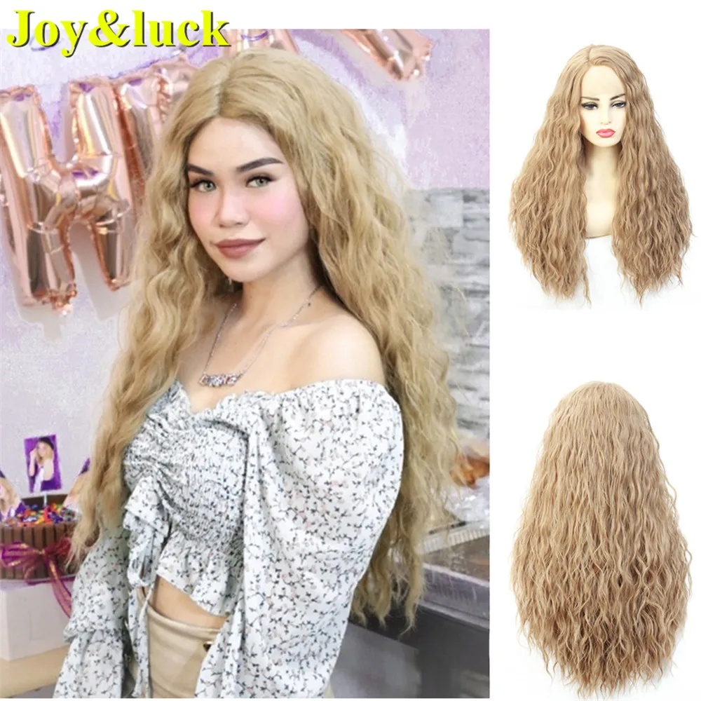 Женский длинный парик Joy &amp luck 24 дюйма со светлыми кружевами спереди кудрявые