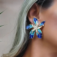 huatang punk big flower dangle earrings for women colorful enamel floral dangler earrings charming jewelry party pendientes