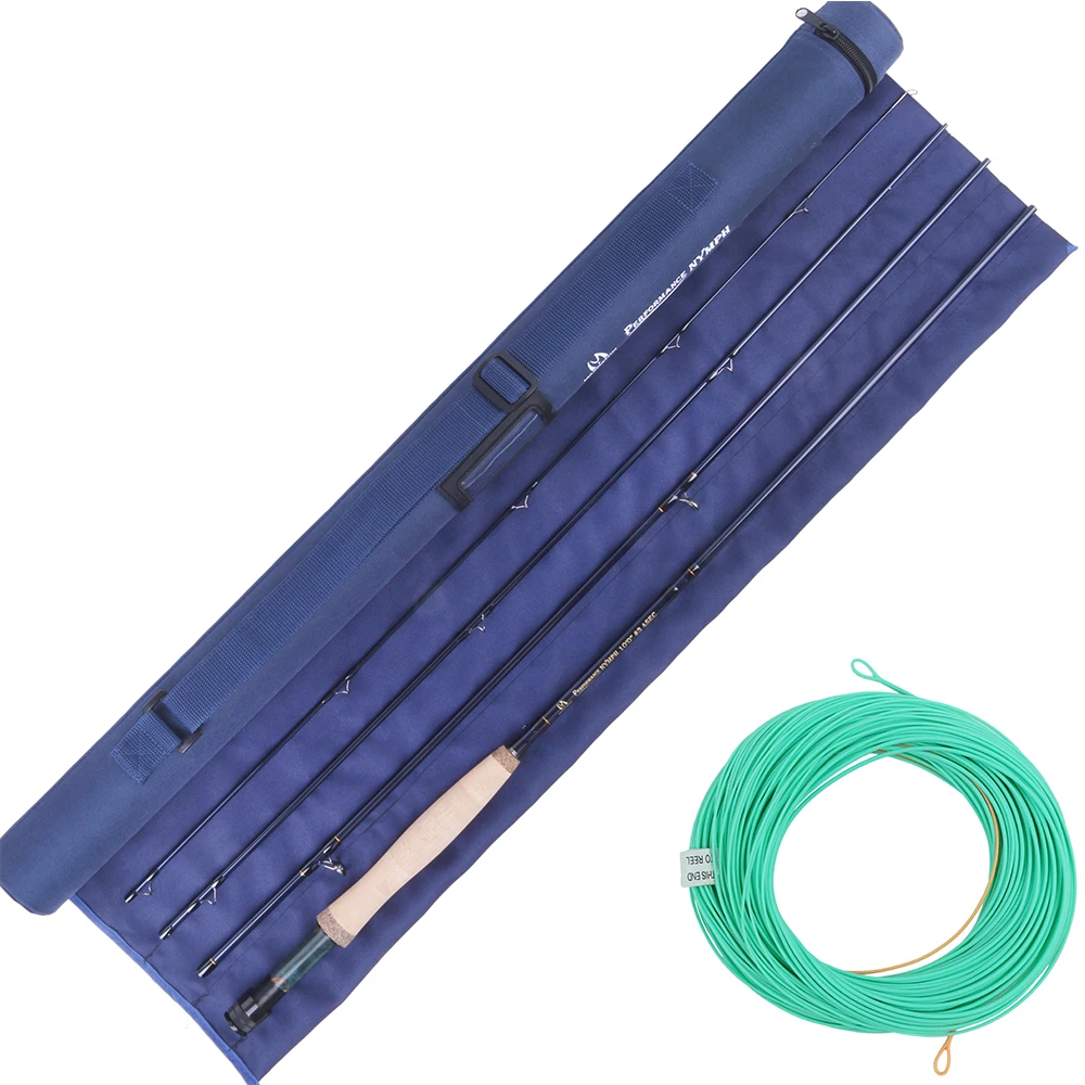 Maximumcatch 10FT-11FT 2/3/4WT 4Sec Нимфа Fly Удочка IM10 графитовая углеродная волокна быстрое действие Fly стержень с Нимфа линии - Цвет: performance and line