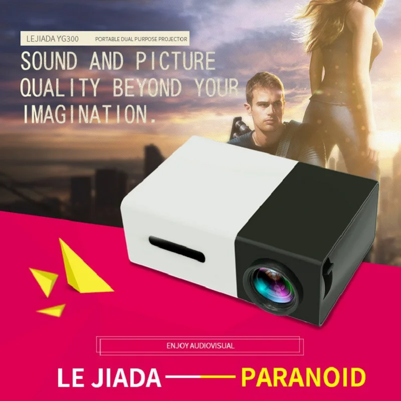 

YG300 LED Mini Projector 480x272 Pixels Supports 1080P HDMI USB Audio Portable Home Media Video Player Three colors available