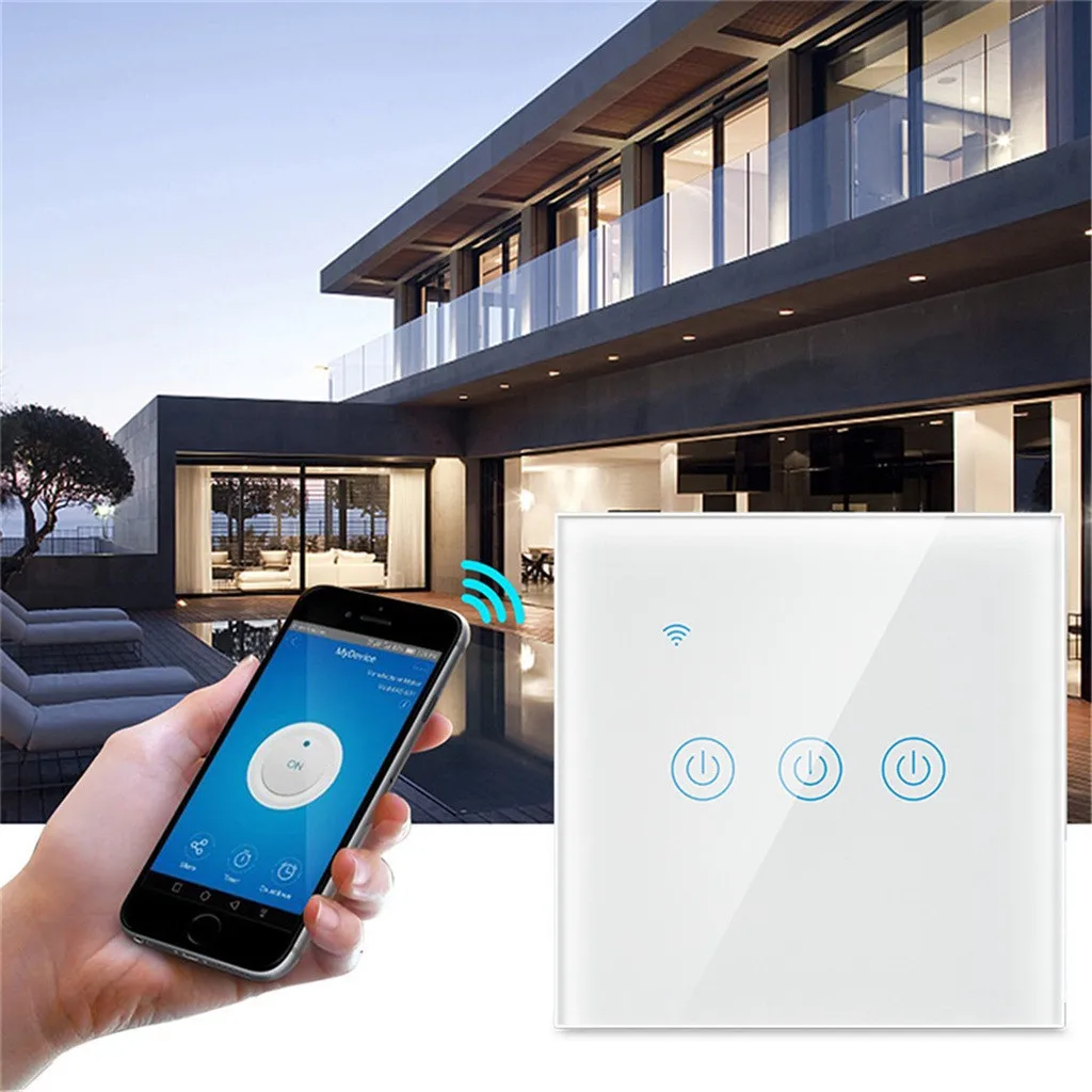 Умный выключатель wi-fi с тремя кнопками умные светильники для Alexa Google Home голосовое
