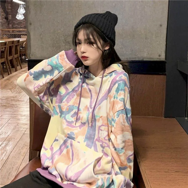 

2021 Spring Autumn Hoodies Women Long Sleeve Jacket Oversized Sweatshirt Korean Goth Clothes Harajuku Tops Print