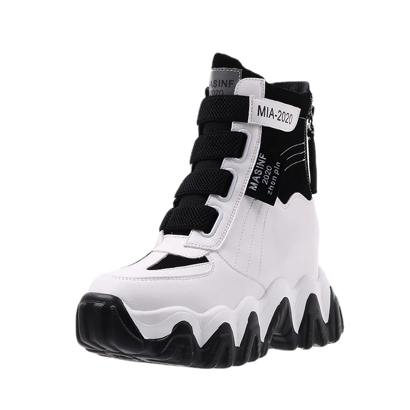 

Super high heels Platform Shoes 2021 Autumn Women Ankle Boots 6cm Wedges Winter Casual Dad Sneakers Leather Chunky Boots Woman