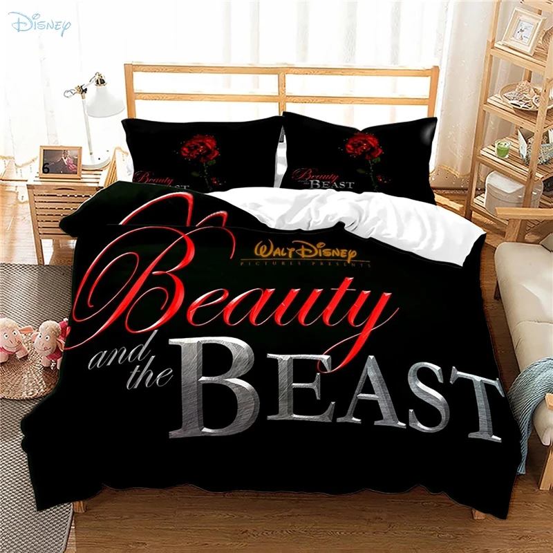 

New Pattern Black Beauty and The Beast Disney Princess Bedding Set 3d Duvet Cover Set with Pillowcase 2/3pcs Comforter Cover Set