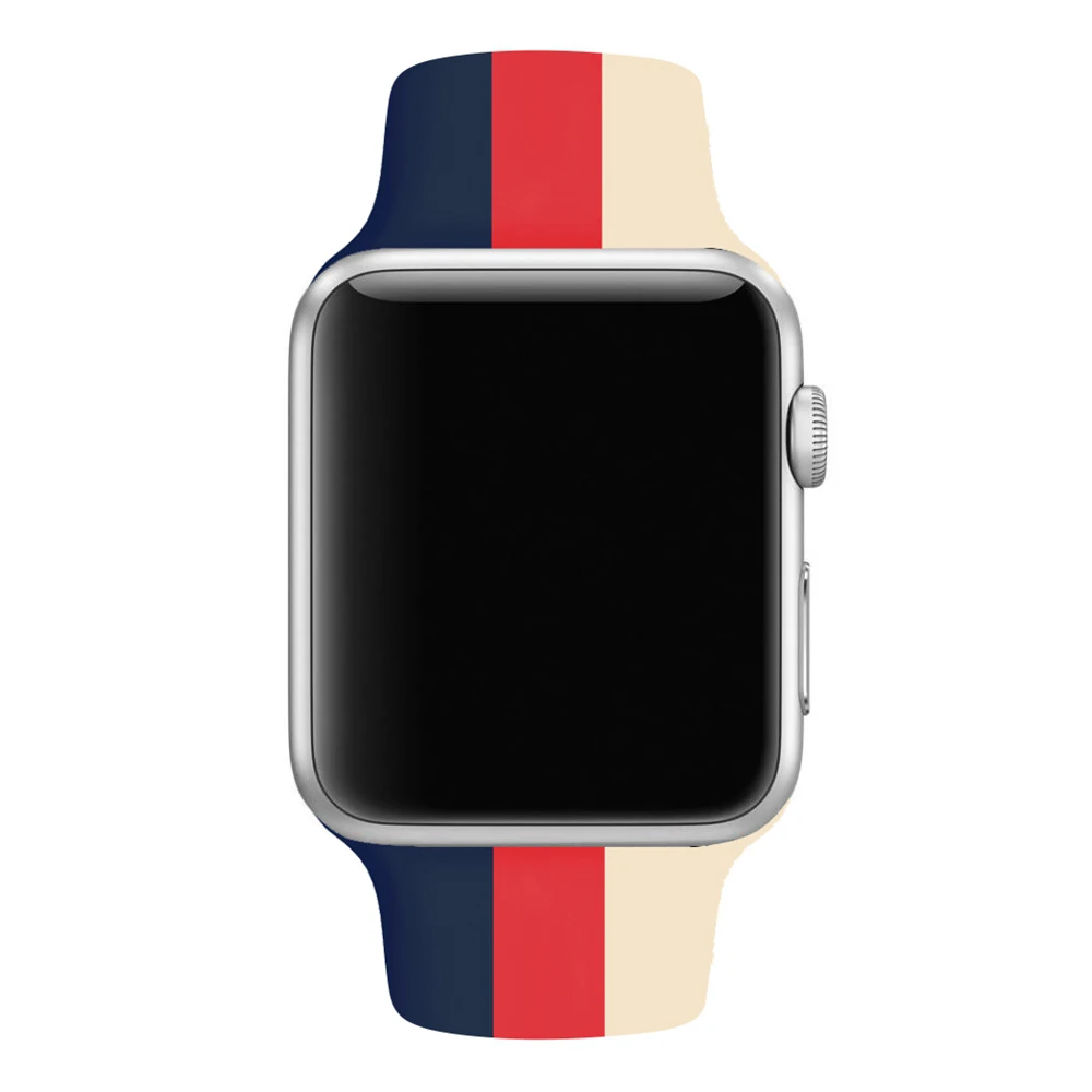 Спортивные костюмы в полоску, ремешок для наручных часов Apple Watch 5 Series 5 4/3/2 Браслет ремешок для наручных часов iWatch 38 мм/40 мм/42 мм/44 мм мягкий силиконовый сменный ремешок